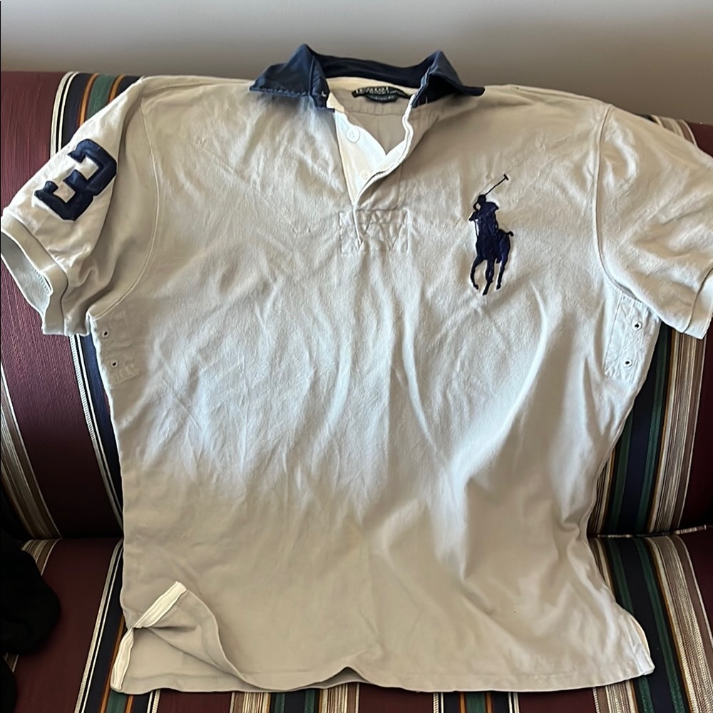 Polo by Ralph Lauren Gray and Blue Classic Polo Shirt